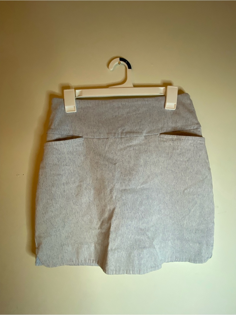 Light Gray Stretch Mini Skirt with Wide Waistband